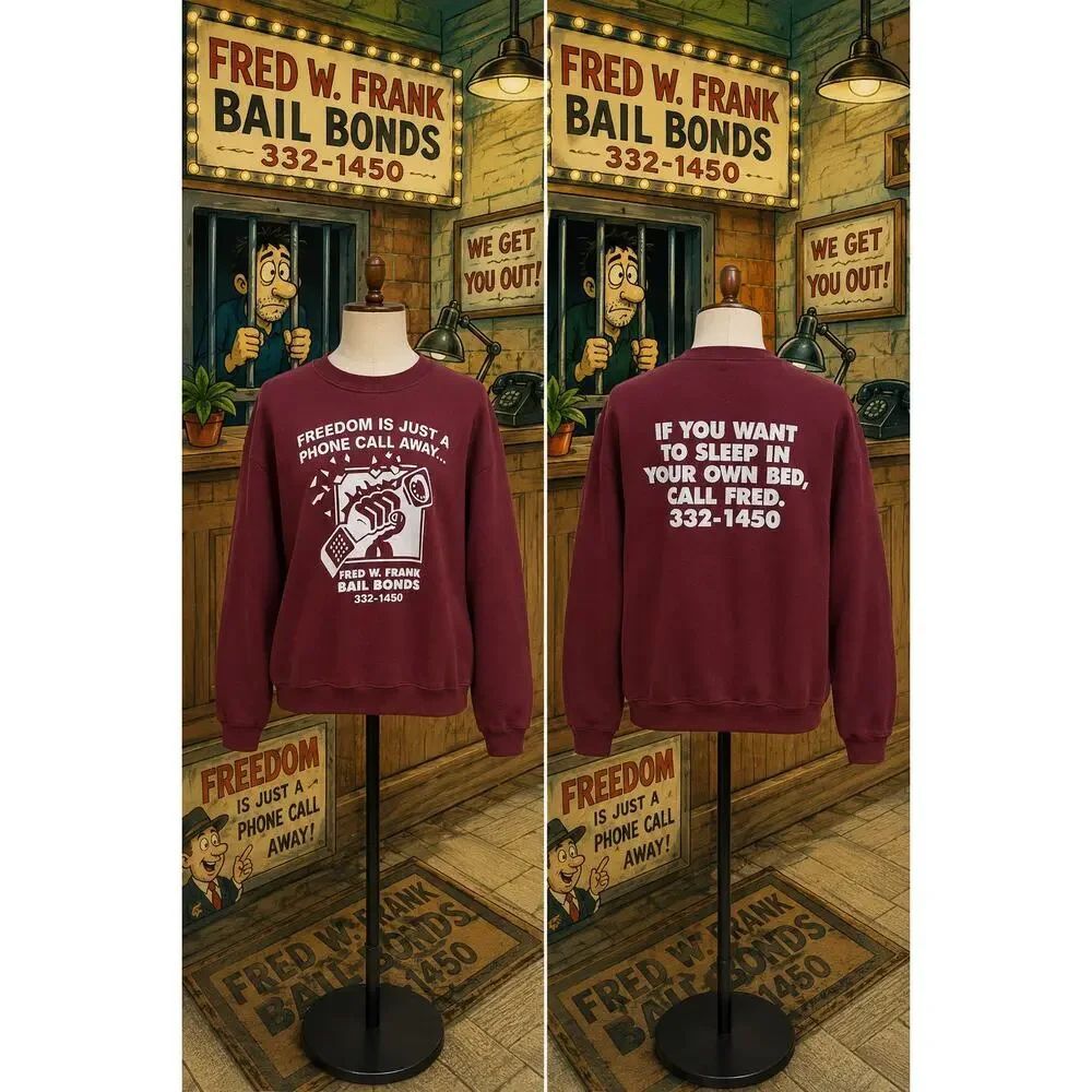 Vintage Fred W Frank Bail Bonds Sweatshirt XL Lee USA Graphic Crewneck